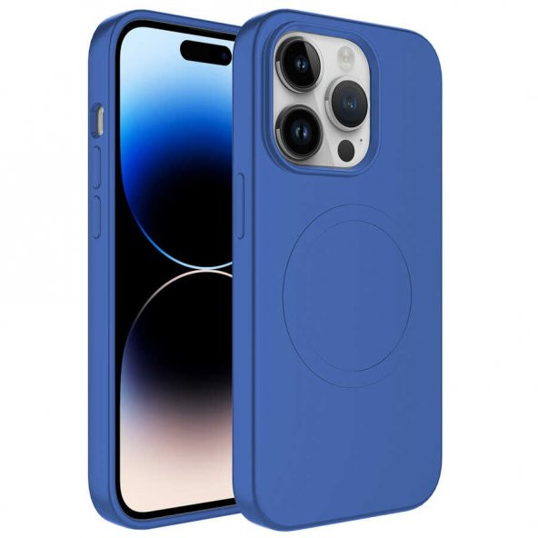 Apple iPhone 11 Pro Kılıf Magsafe Wireless Şarj Özellikli Pastel Renk Silikon Plas Kapak - Mavi