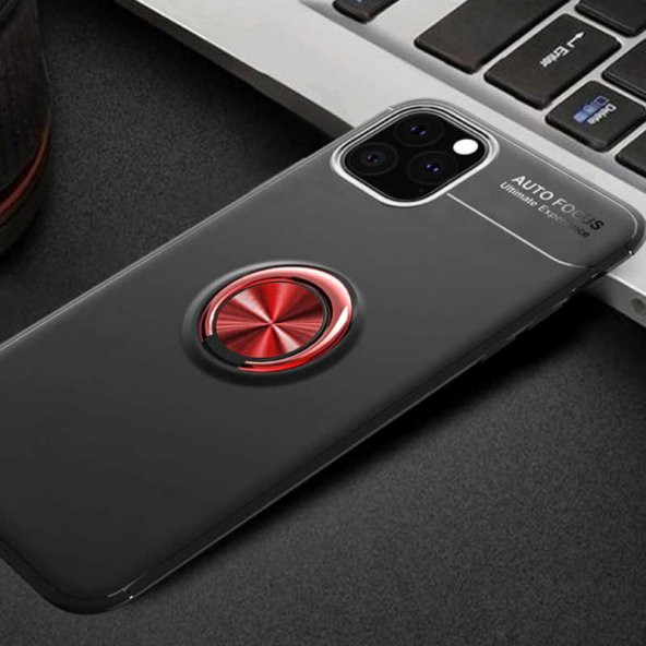 Apple iPhone 11 Pro Kılıf Ravel Silikon Kapak - Siyah-Kırmızı