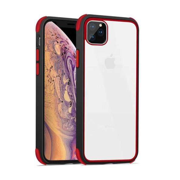 Apple iPhone 11 Pro Kılıf Tiron Kapak - Siyah-Kırmızı