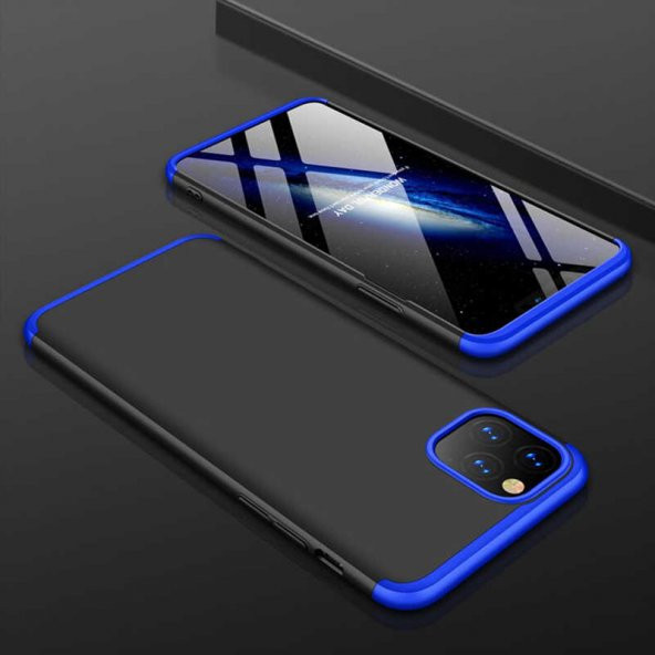 Apple iPhone 11 Pro Max Kılıf Ays Kapak - Siyah-Mavi