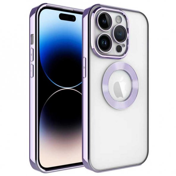 Apple iPhone 11 Pro Max Kılıf Kamera Korumalı Logo Gösteren Omega Kapak - Lila