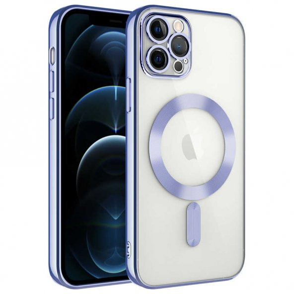Apple iPhone 11 Pro Max Kılıf Kamera Korumalı Magsafe Wireless Şarj Özellikli Demre Kapak - Lila