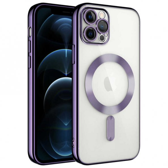 Apple iPhone 11 Pro Max Kılıf Kamera Korumalı Magsafe Wireless Şarj Özellikli Demre Kapak - Derin Mor