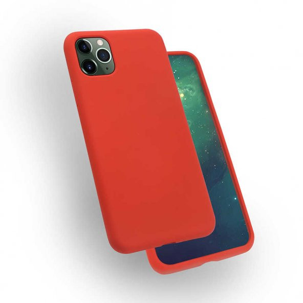 Apple iPhone 11 Pro Max Kılıf Silk Silikon - Kırmızı
