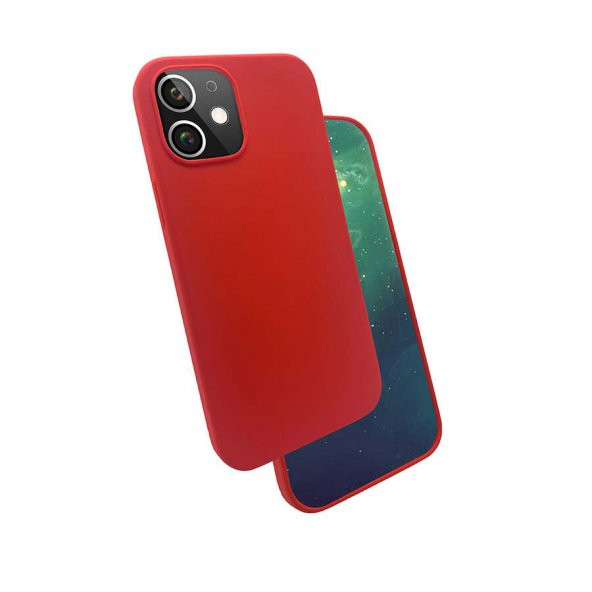 Apple iPhone 12 Kılıf Silk Silikon - Kırmızı
