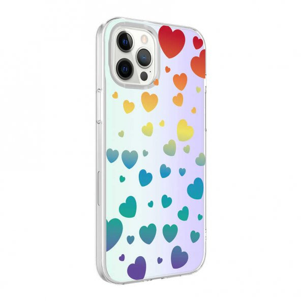 Apple iPhone 12 Pro Kılıf M-Blue Desenli Kapak - Heart No3