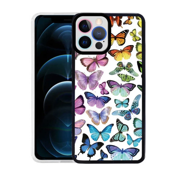 Apple iPhone 12 Pro Kılıf M-Fit Desenli Kapak - Butterfly No3