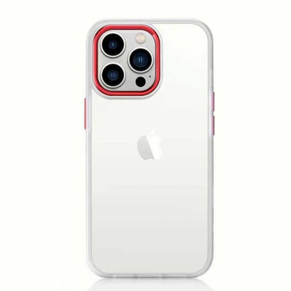 Apple iPhone 12 Pro Max Kılıf Krom Kapak - Kırmızı