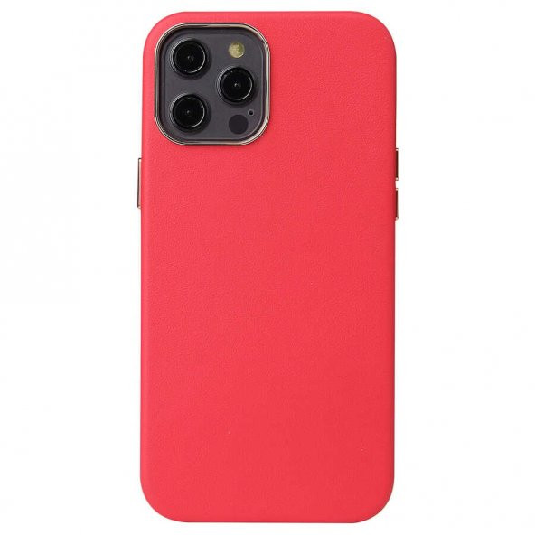 Apple iPhone 12 Pro Max Kılıf Leathersafe Wireless Kapak - Kırmızı