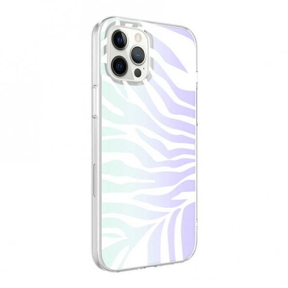 Apple iPhone 12 Pro Max Kılıf M-Blue Desenli Kapak - Zebra No1