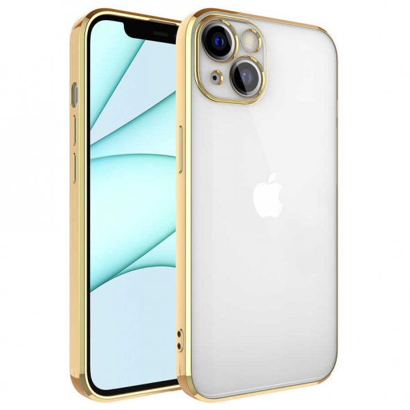 Apple iPhone 13 Kılıf Glitter Full Renkli Silikon Kapak - Gold