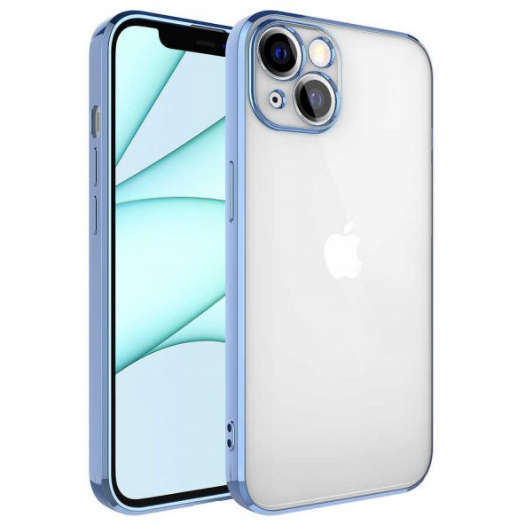Apple iPhone 13 Kılıf Glitter Full Renkli Silikon Kapak - Mavi