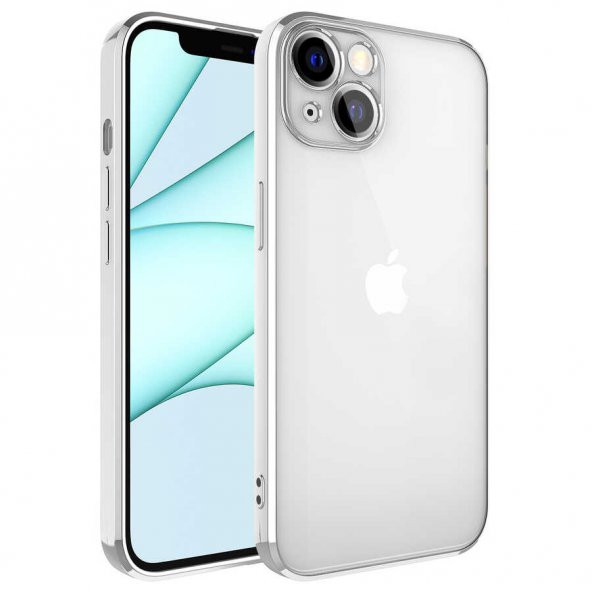 Apple iPhone 13 Kılıf Glitter Full Renkli Silikon Kapak - Gümüş