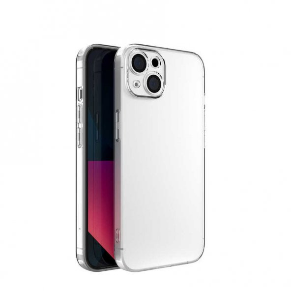 Apple iPhone 13 Kılıf Kamera Korumalı Süper Silikon Kapak - Renksiz