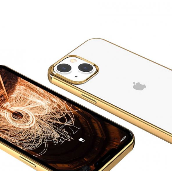 Apple iPhone 13 Kılıf Pixel Kapak - Gold