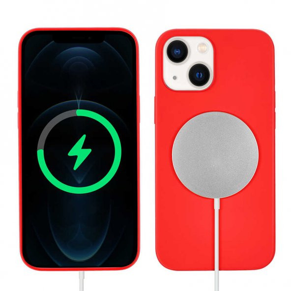 Apple iPhone 13 Kılıf Silksafe Wireless Kapak - Kırmızı