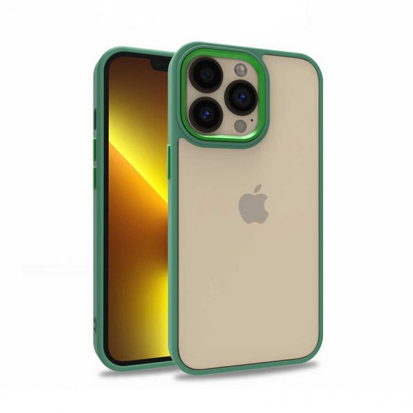 Apple iPhone 13 Pro Kılıf Flora Kapak - Yeşil