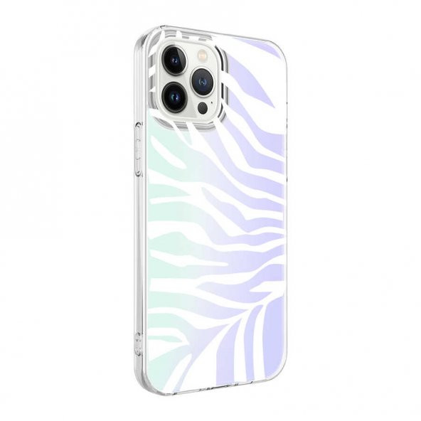 Apple iPhone 13 Pro Kılıf M-Blue Desenli Kapak - Zebra No1