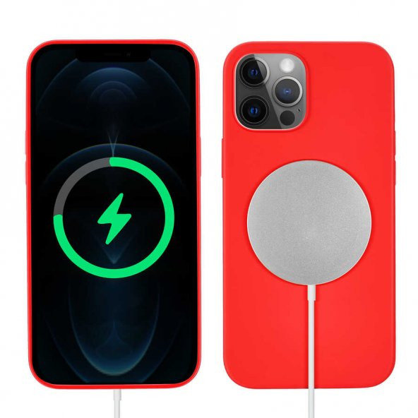 Apple iPhone 13 Pro Kılıf Silksafe Wireless Kapak - Kırmızı