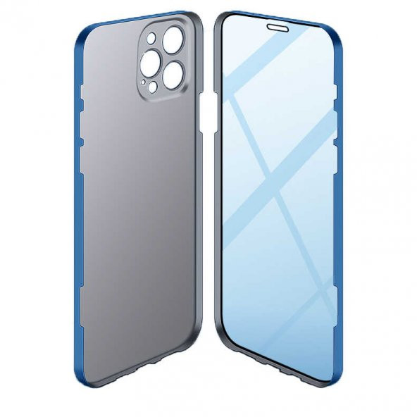 Apple iPhone 13 Pro Max Kılıf Led Kapak - Mavi