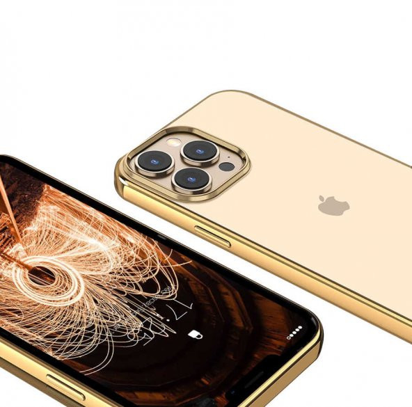 Apple iPhone 13 Pro Max Kılıf Pixel Kapak - Gold