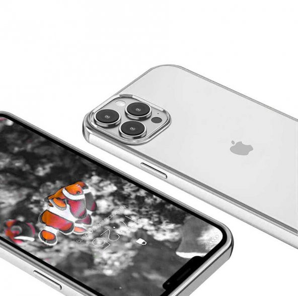 Apple iPhone 13 Pro Max Kılıf Pixel Kapak - Gümüş