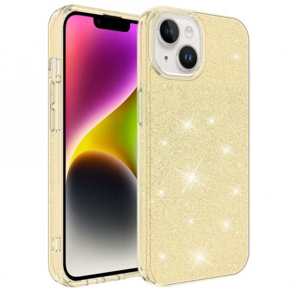 Apple iPhone 14 Plus Kılıf Shining Silikon - Gold
