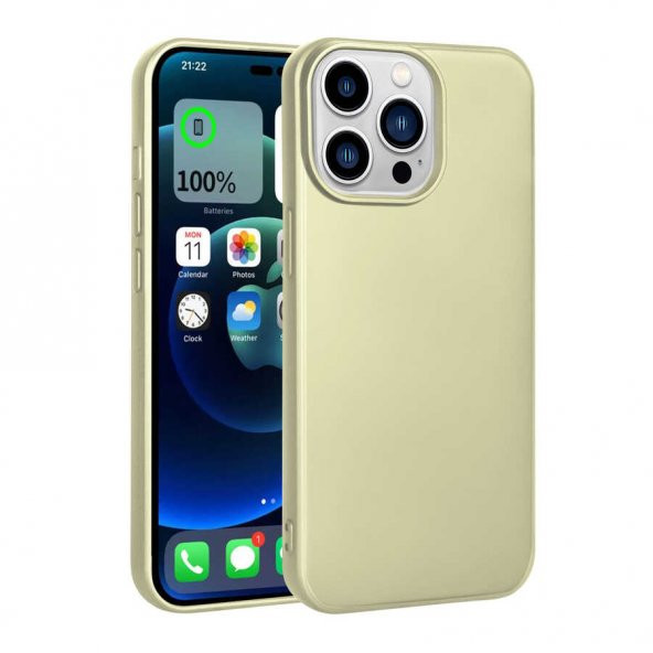 Apple iPhone 14 Pro Kılıf Premier Silikon Kapak - Gold