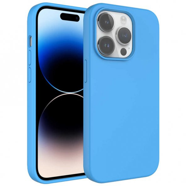 Apple iPhone 14 Pro Kılıf Sıvı Teknolojili Silinebilir Sert Kivi Kapak - Mavi
