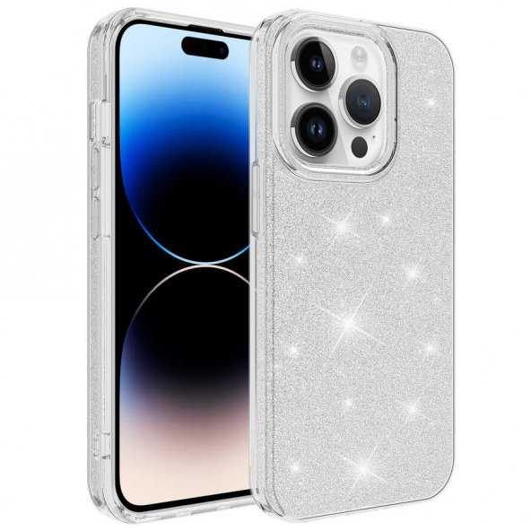 Apple iPhone 14 Pro Max Kılıf Shining Silikon - Gümüş
