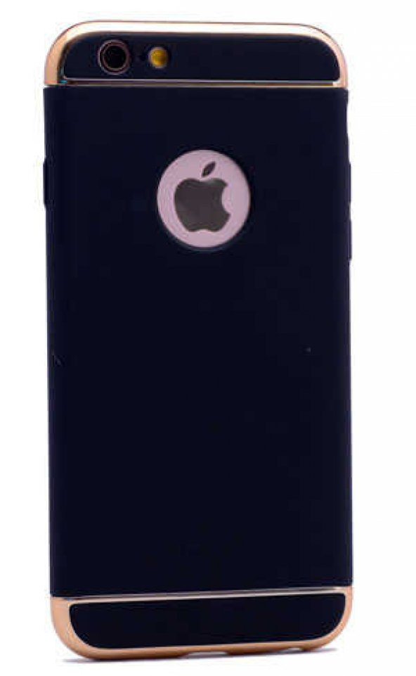 Apple iPhone 5 Kılıf 3 Parçalı Rubber Kapak - Siyah