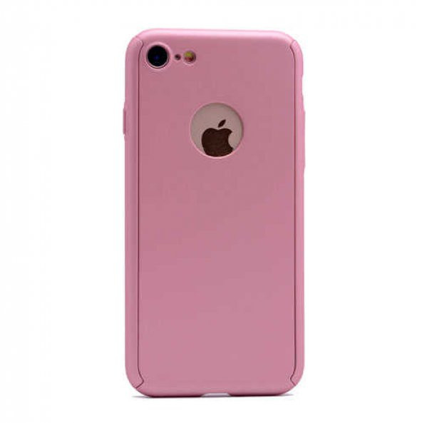 Apple iPhone 5 Kılıf 360 3 Parçalı Rubber Kapak - Rose Gold