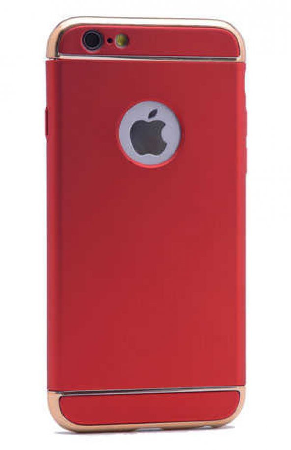 Apple iPhone 5 Kılıf 3 Parçalı Rubber Kapak - Kırmızı