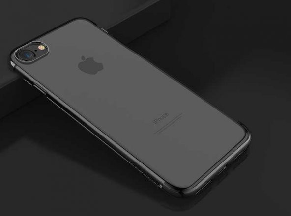 Apple iPhone 6 Kılıf Dört Köşeli Lazer Silikon Kapak - Siyah
