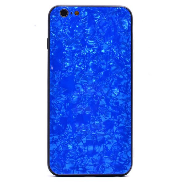 Apple iPhone 6 Kılıf Marbel Cam Silikon - Mavi