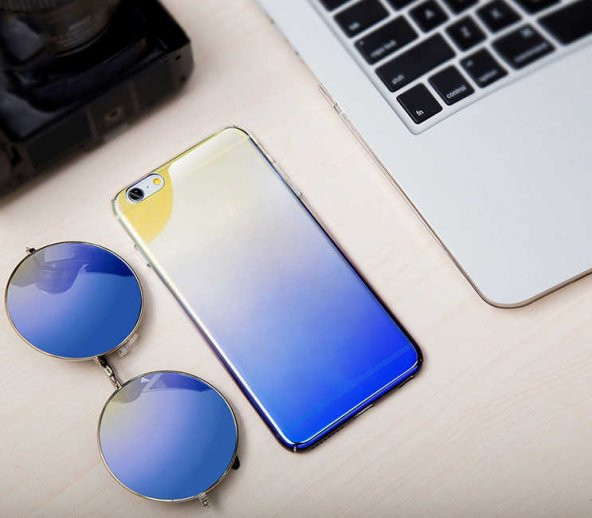 Apple iPhone 6 Kılıf Renkli Transparan Kapak - Mavi