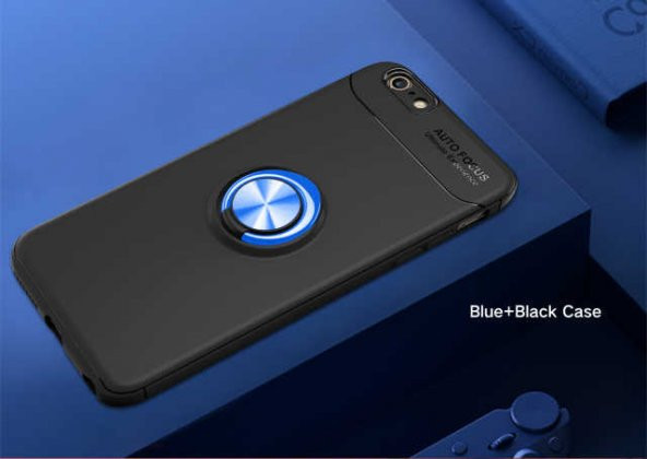 Apple iPhone 6 Plus Kılıf Ravel Silikon Kapak - Siyah-Mavi