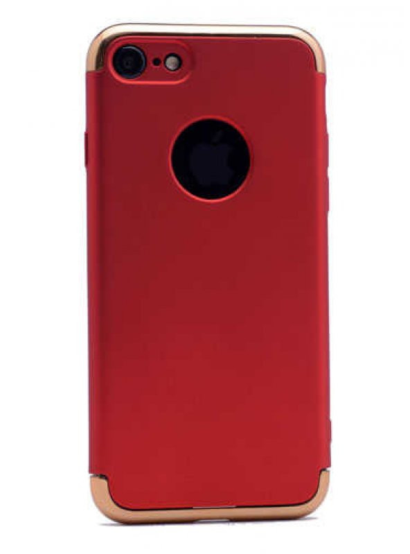 Apple iPhone 7 Kılıf 3 Parçalı Rubber Kapak - Kırmızı