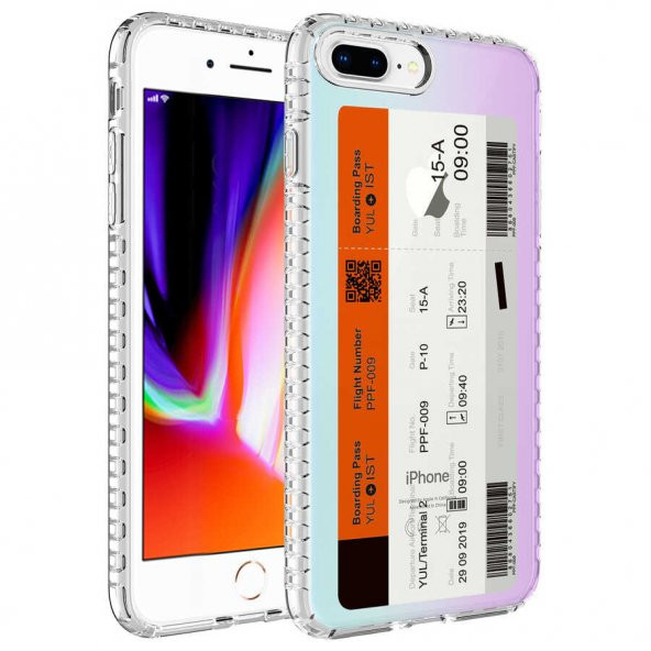 Apple iPhone 7 Plus Kılıf Airbag Kenarlı Renkli Desenli Silikon Elegans Kapak - NO1