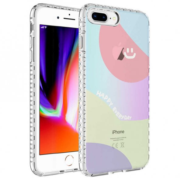 Apple iPhone 7 Plus Kılıf Airbag Kenarlı Renkli Desenli Silikon Elegans Kapak - NO7