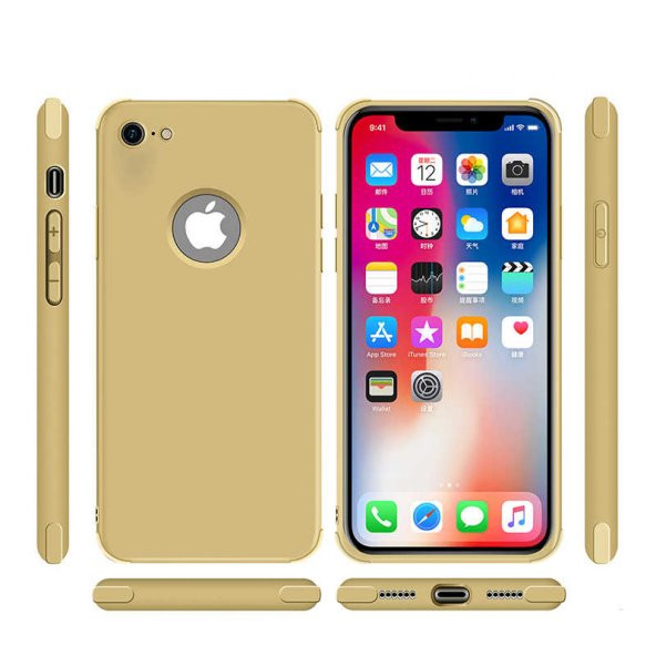 Apple iPhone 8 Kılıf Neva Silikon - Gold