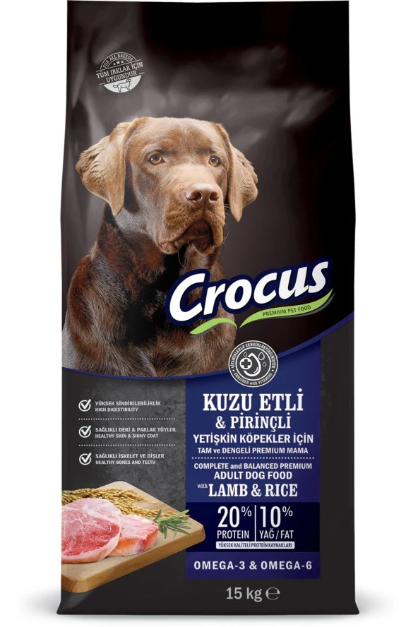 Crocus Kuzu Etli Pirinçli 15 kg Yetişkin Köpek Maması
