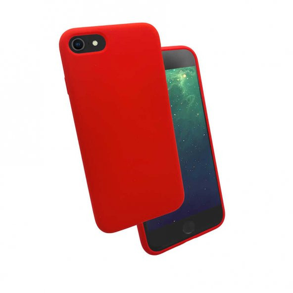 Apple iPhone SE 2022 Kılıf Silk Silikon - Kırmızı