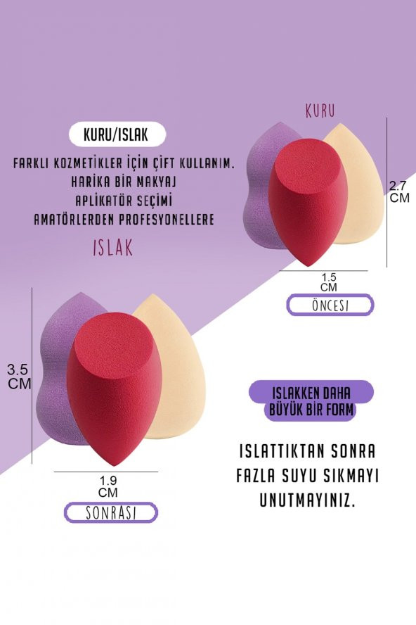 4lü Armut Sünger Seti Makyaj Süngeri Fondöten Süngeri - 4