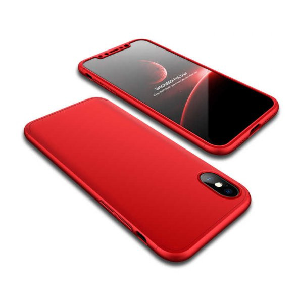 Apple iPhone X Kılıf Ays Kapak - Kırmızı