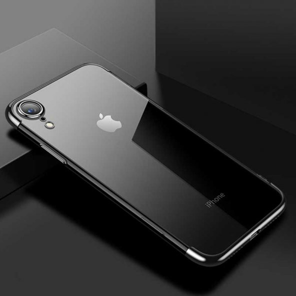 Apple iPhone XR 6.1 Kılıf Dört Köşeli Lazer Silikon Kapak - Siyah