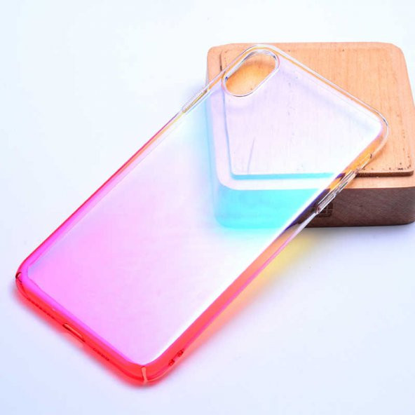 Apple iPhone XS 5.8 Kılıf Renkli Transparan Kapak - Pembe