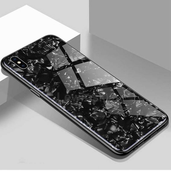 Apple iPhone XS Max 6.5 Kılıf Marbel Cam Silikon - Siyah