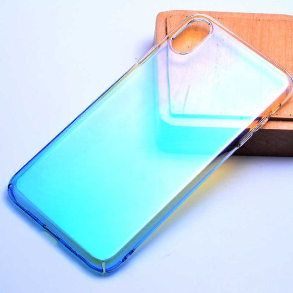 Apple iPhone XS Max 6.5 Kılıf Renkli Transparan Kapak - Mavi