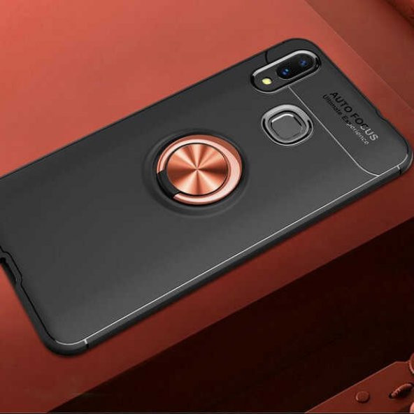 Huawei P Smart 2019 Kılıf Ravel Silikon Kapak - Siyah-Rose Gold